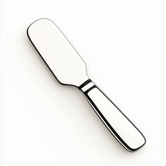Obraz premium White Butter Knife with Black Handle on White Background
