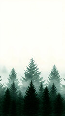 Fototapeta premium Misty Forest Illustration: Dark Green Pine Trees