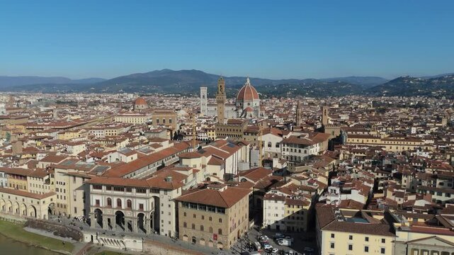 Aerial View of Duomo Cathedral in Florence City Center Italy
