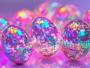 Cracked Glass Easter Eggs with Neon Glows