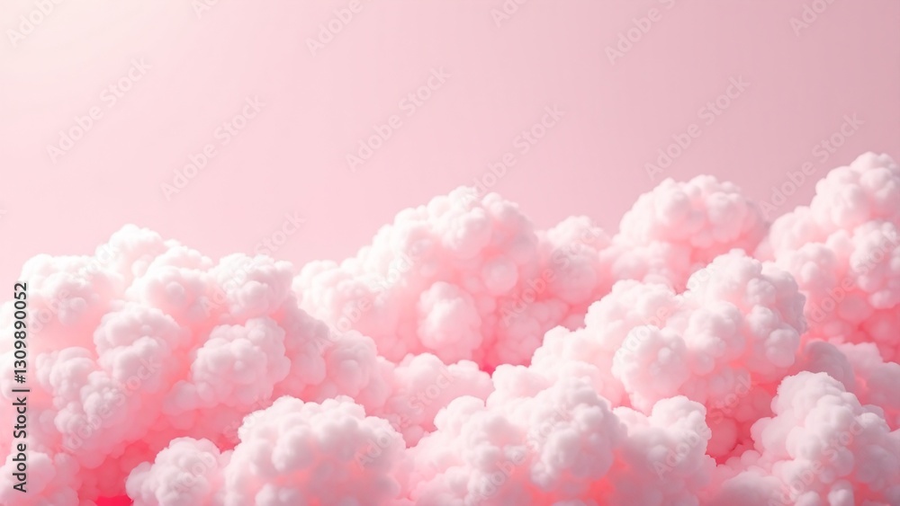 Poster soft pink clouds on a gentle gradient background for peaceful vibes