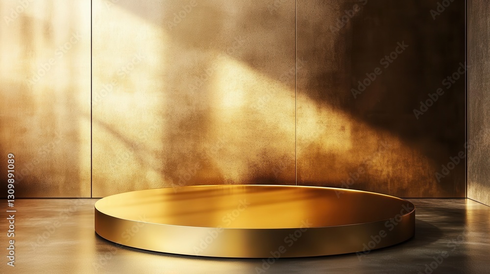 Poster luxurious golden product platform serving as a minimalistic display.