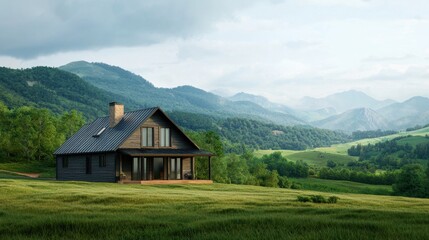 Serene Mountain Retreat Surrounded by Lush Green Landscape