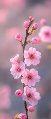 Fototapeta premium Delicate Pink Blossoms on Branch