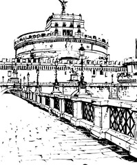 church, architecture, cathedral, building,  coloring page, drawing, city, europe, sketch, paris, gothic, travel, vector, illustration, old, florence, italy, art, tower, town, landmark, street, religio