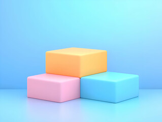 Obraz premium Pastel Cube 3D Render Abstract Background
