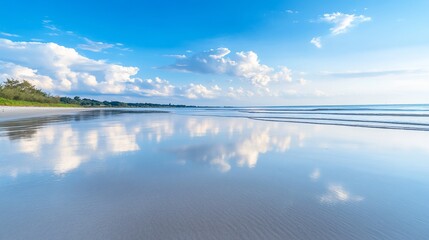 Obraz premium Serene Beach Sunrise Ocean Reflection Peaceful Tranquil Landscape