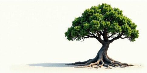 Tree with gnarled roots exposed in white soil, natural, wilderness, rustic