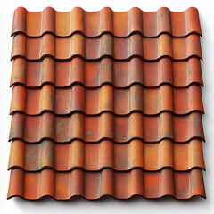 Red tiles roof isolated on white background