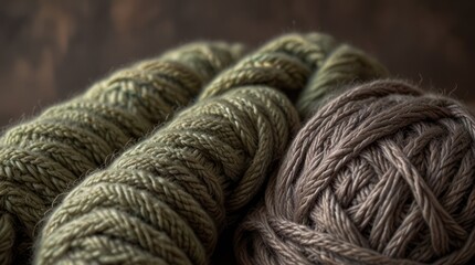 Close-up of soft, earthy-toned yarn with intricate woven texture