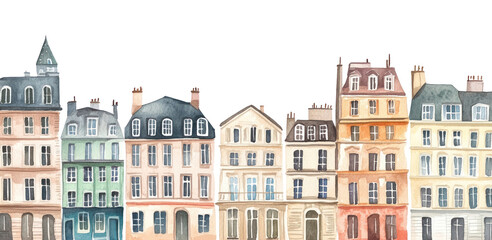 Fototapeta premium PNG Paris city buildings architecture illustration watercolor.