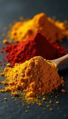 Intricate blend of red, yellow, orange spices , culinary, seasoning