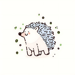 Sweet hedgehog linework, artistic composition with intricate natural filigree