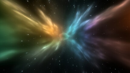 Abstract chemical reactions displayed as bursts of light and color in a dark void , High quality , No blur