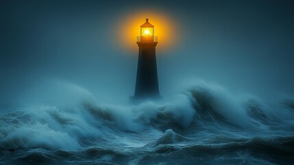  Lighthouse in a Storm with Lightning 