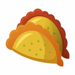 Colorful cartoon tacos with vibrant toppings against a white background