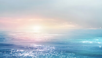 Obraz premium Serene Ocean Sunset Glimmering Waves Peaceful Sky