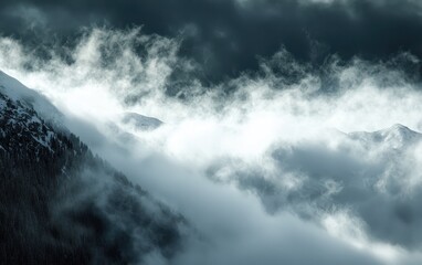 Obraz premium Mist Rolling Over The Swiss Alps In The Morning