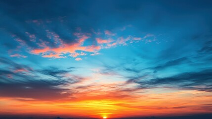 Fototapeta premium Stunning Sunset Over Ocean with Vibrant Colors and Dramatic Clouds