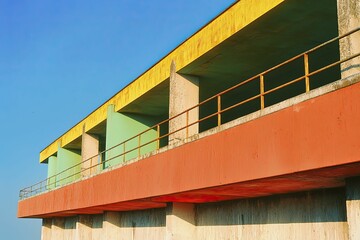 Dynamic angles of a factory building, emphasizing its structural lines and the power of industrial efficiency in a bustling environment.