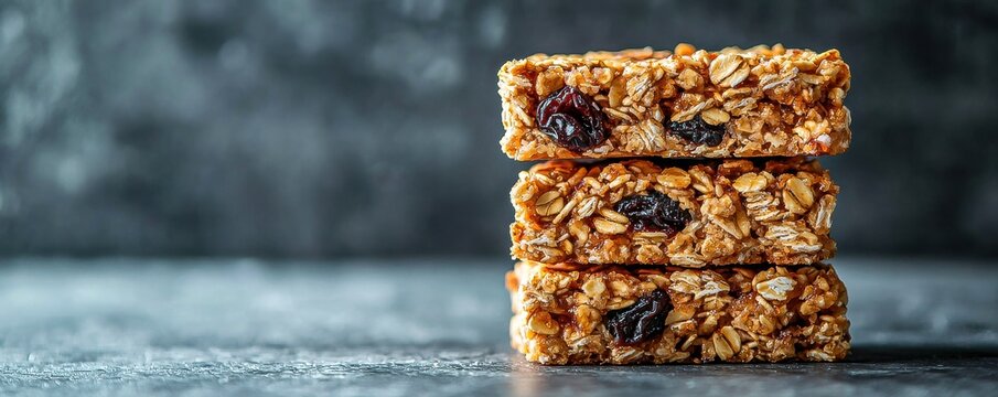 Healthy Breakfast Snack Options: Sweet Oat & Raisin Cereal Bars - A Delicious Healthy Food Choice for Your Morning Routine, Perfect as a Quick Dessert or on-the-go Bar.