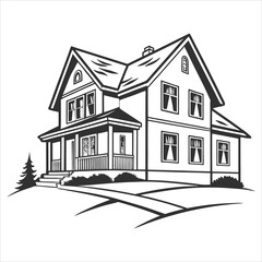 silhouette houses icon symbol vector illustration