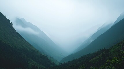 Misty mountain valley, serene landscape