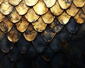 The texture of golden scales offers an opulent and majestic aesthetic