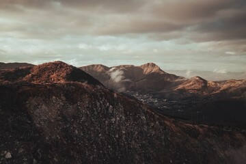 mountain and clouds