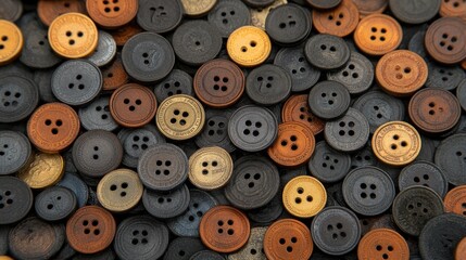 Obraz premium A collection of assorted buttons in various colors and sizes, showcasing intricate detailing and textures.