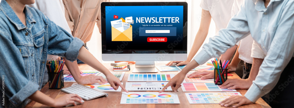 Poster newsletter signup page on computer for customer to subscribe brisk newsletter update information to subscriber