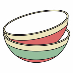 vector illustration of a bowl of fruit and dish