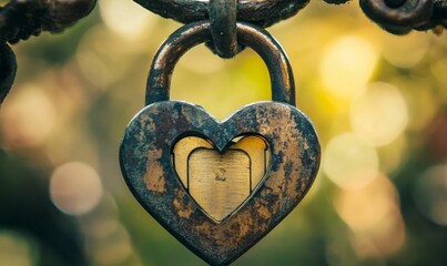 Heart-shaped lock symbolizes love and connection.