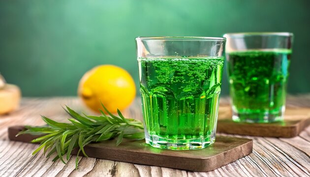 tarhun is sweet non alcoholic carbonated soft lemonade drink of emerald green color it is made from water citric acid sugar and extract of tarragon plant also known as tarhun