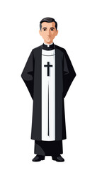 Catholic Priest Vector Illustration on Transparent Background