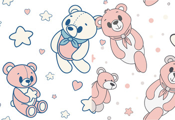 Teddy bear vector pattern