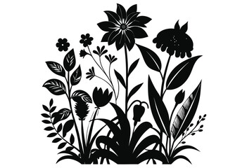 Silhotte vector flower black