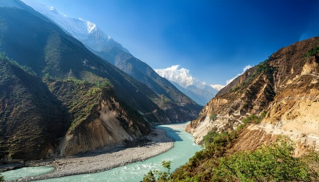 kali gandaki river and its deep gorge near kusma in nepal