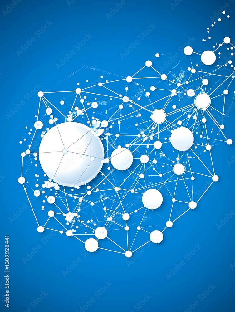 Aufkleber graphical interconnected nodes against blue, concept of network connection