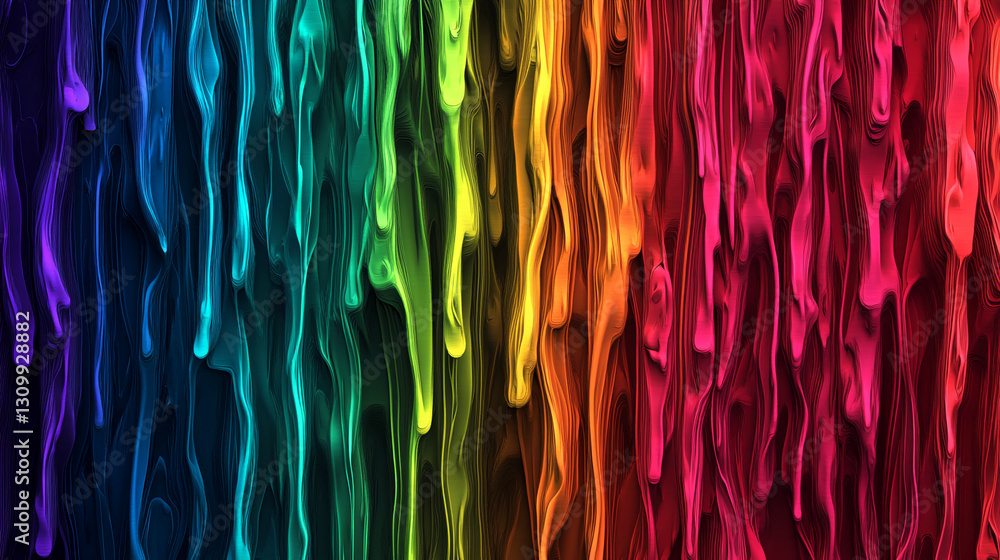 Poster Abstract rainbow-colored texture with flowing, layered design, creating a vibrant and dynamic visual effect, suitable for various design projects