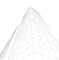 Fototapeta premium Futuristic Wireframe Design of an Urban High-Rise