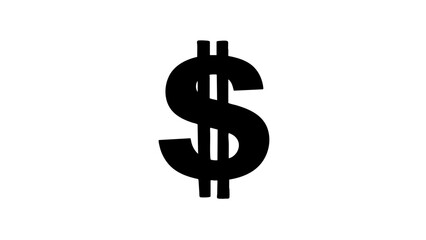Black dollar sign silhouette on white background  