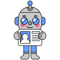 Cute robot holding id card