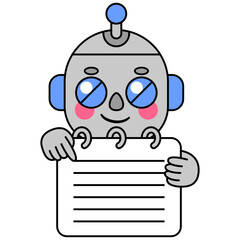 Cute robot holding a notepad