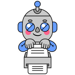 Cute robot scanning documents