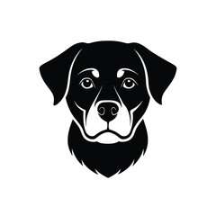 German rottweiler head silhouette on white background