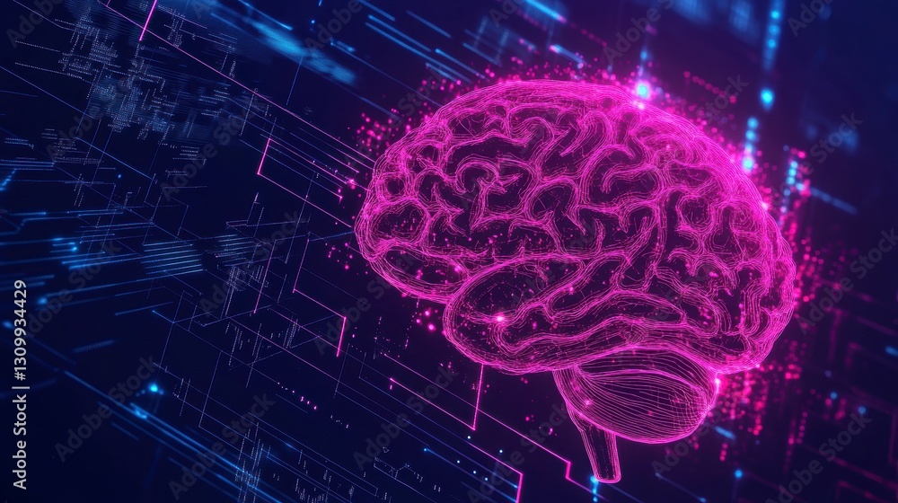 Aufkleber abstract brain graphic on circuit board, technology concept, possible use in tech presentation, post