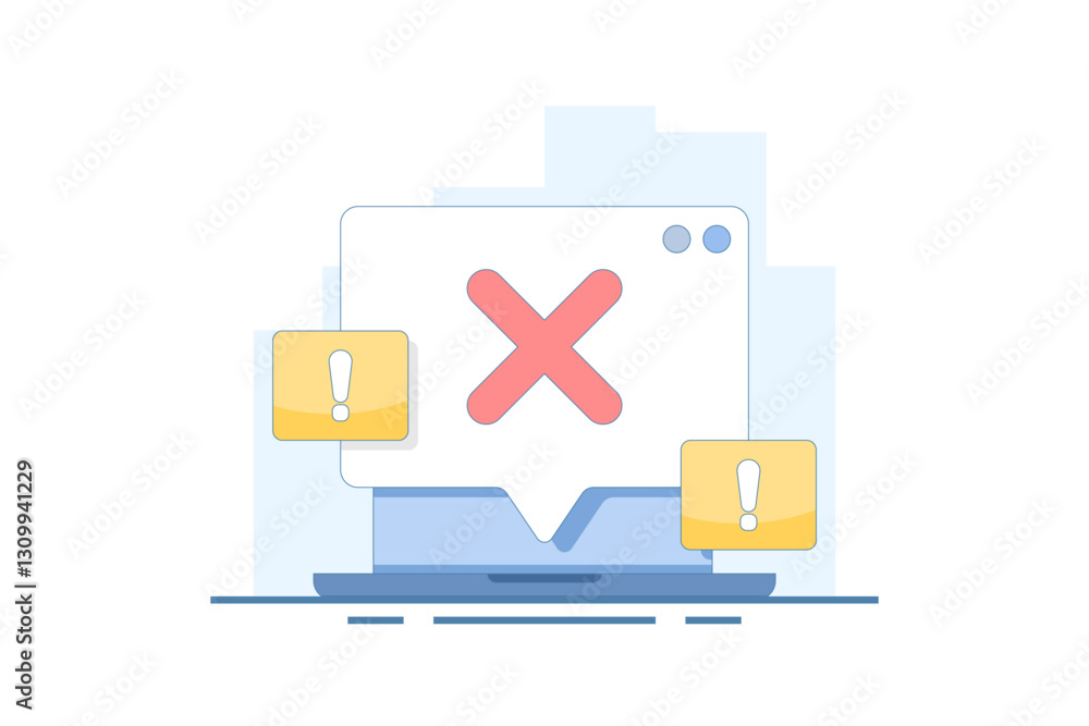 Poster failure concept, system error, failed, rejected, wrong, error. information and warning. illustration
