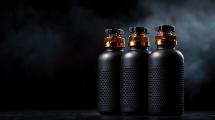 Two black spray bottles positioned together against neutral background highlighting hazardous gas leak concerns