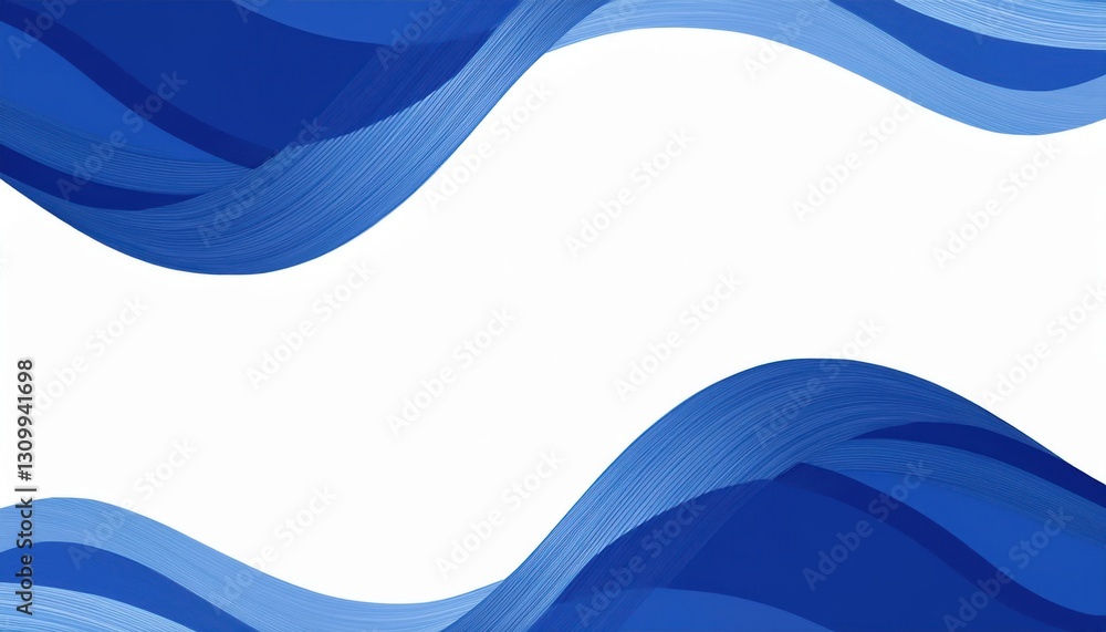 Aufkleber abstract blue wave background with dynamic curved lines, modern gradient texture, fluid motion design, empty white space for text